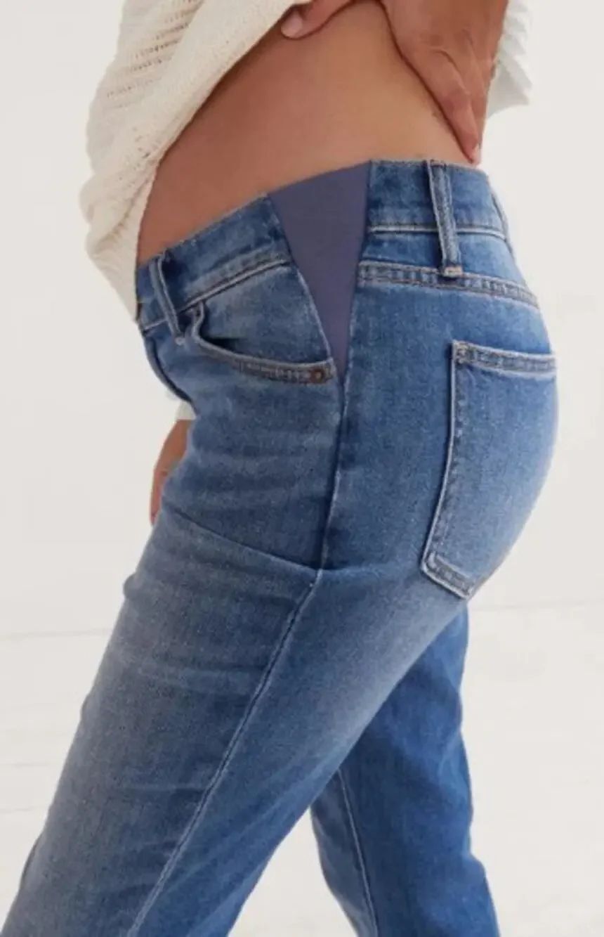 Hatch Cropped Frayed Edge Maternity Jeans Women's Sz. 27